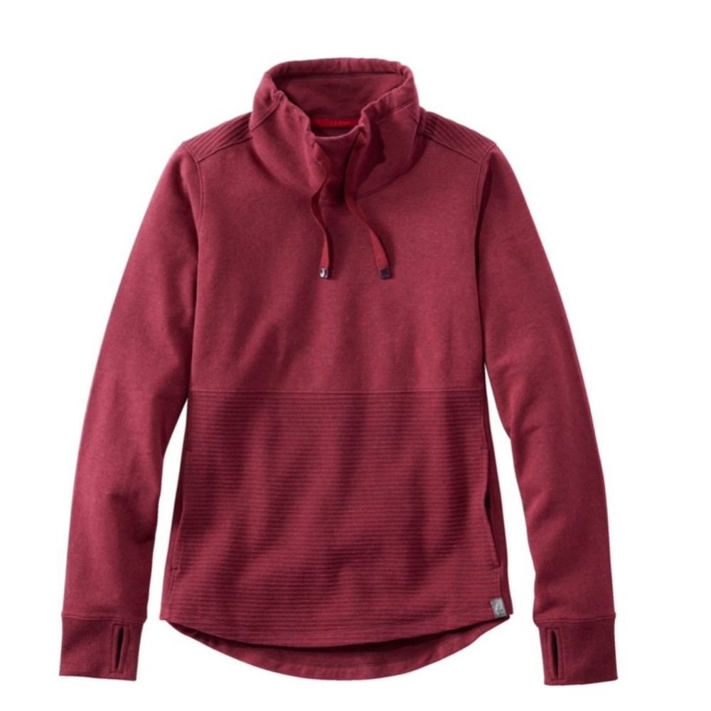 Women's L.L.Bean Cozy Mixed-Knit Pullover, burgundy, petite XS